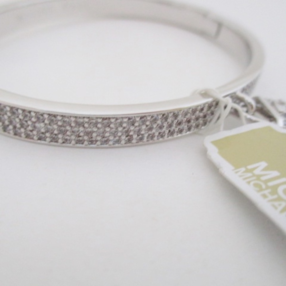 MICHAEL KORS Pave Crystal Lock Charm Bangle Bracelet - Picture 2 of 7